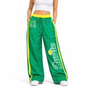 NWT Sprite Graphic Windbreaker Track Pants - Green/Yellow Women's MEDIUM
